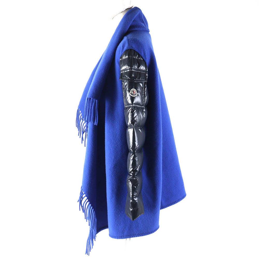 MONCLER Down jacket Outer: 100% wool, Part: 100% nylon, Sleeve lining: 100% nylon, Filling: 90% down, Filling: 10% feather Blue navy MANTELLA Women S Used Authentic