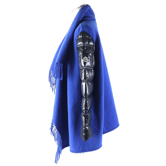 MONCLER Down jacket Outer: 100% wool, Part: 100% nylon, Sleeve lining: 100% nylon, Filling: 90% down, Filling: 10% feather Blue navy MANTELLA Women S Used Authentic
