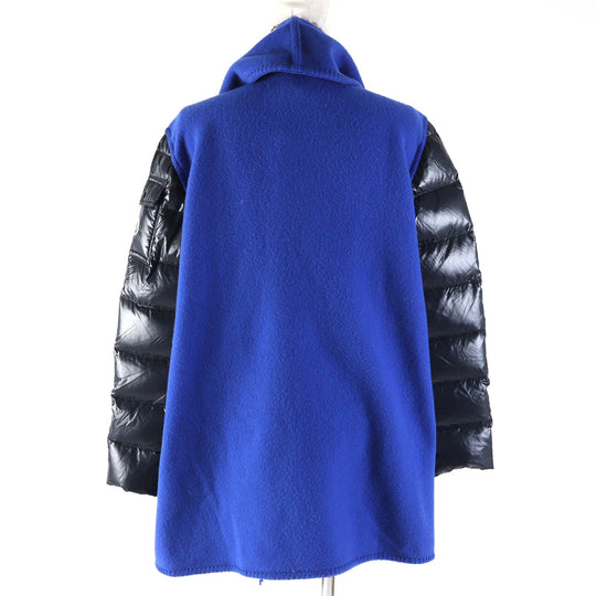 MONCLER Down jacket Outer: 100% wool, Part: 100% nylon, Sleeve lining: 100% nylon, Filling: 90% down, Filling: 10% feather Blue navy MANTELLA Women S Used Authentic