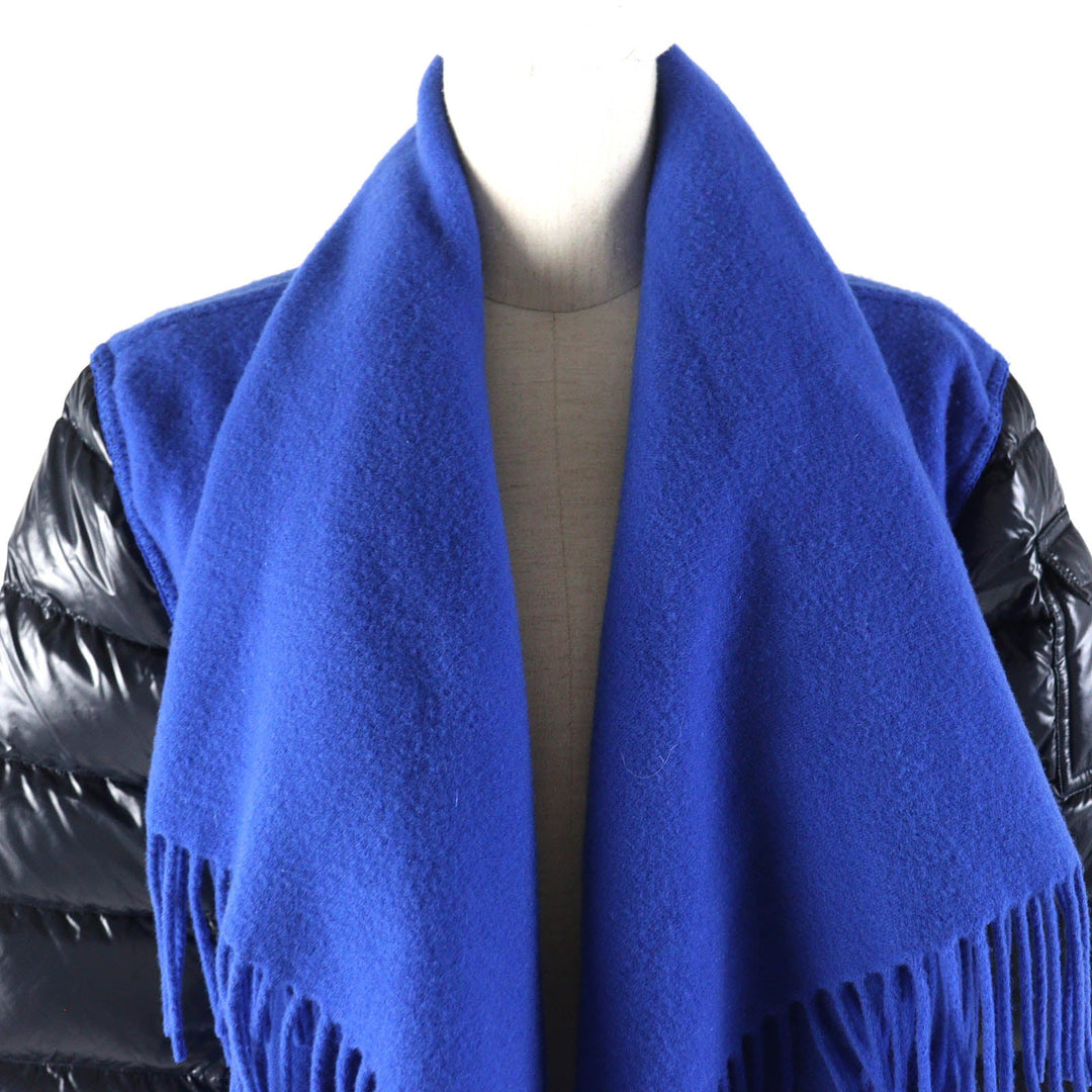 MONCLER Down jacket Outer: 100% wool, Part: 100% nylon, Sleeve lining: 100% nylon, Filling: 90% down, Filling: 10% feather Blue navy MANTELLA Women S Used Authentic