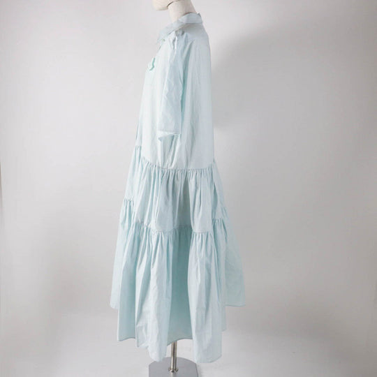 CECILIE BAHNSEN dress 1577-343-1276-7100 Main: 100% cotton, part: 50% silk, part: 44% cotton, part: 6% polyester Light blue PRIMROSE DRESS Women 6 Used Authentic