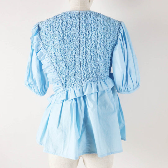 CECILIE BAHNSEN tops 1577-343-1280-7100 Outer material: 95% cotton, Outer material: 3% polyurethane, Outer material: 2% nylon Light blue CARLOTTA TOP Women 6 Used Authentic