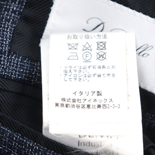 DEPETRILLO  tailored jacket Outer: 55% cotton, Outer: 45% wool, Lining: 100% cupra Blue Check Pattern mens 44 Used Authentic