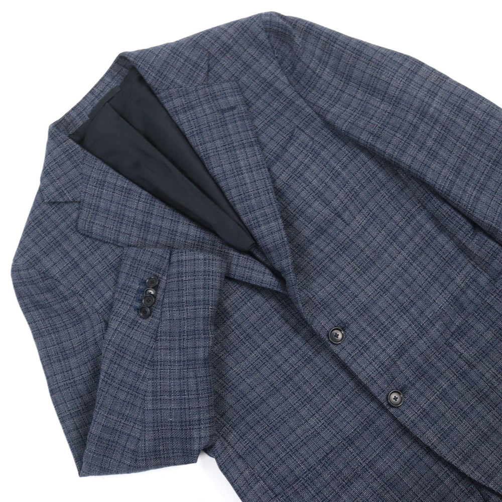 DEPETRILLO  tailored jacket Outer: 55% cotton, Outer: 45% wool, Lining: 100% cupra Blue Check Pattern mens 44 Used Authentic