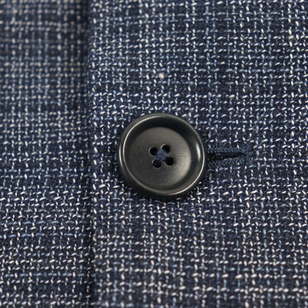 DEPETRILLO  tailored jacket Outer: 55% cotton, Outer: 45% wool, Lining: 100% cupra Blue Check Pattern mens 44 Used Authentic