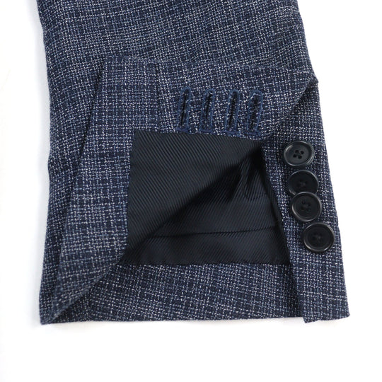DEPETRILLO  tailored jacket Outer: 55% cotton, Outer: 45% wool, Lining: 100% cupra Blue Check Pattern mens 44 Used Authentic