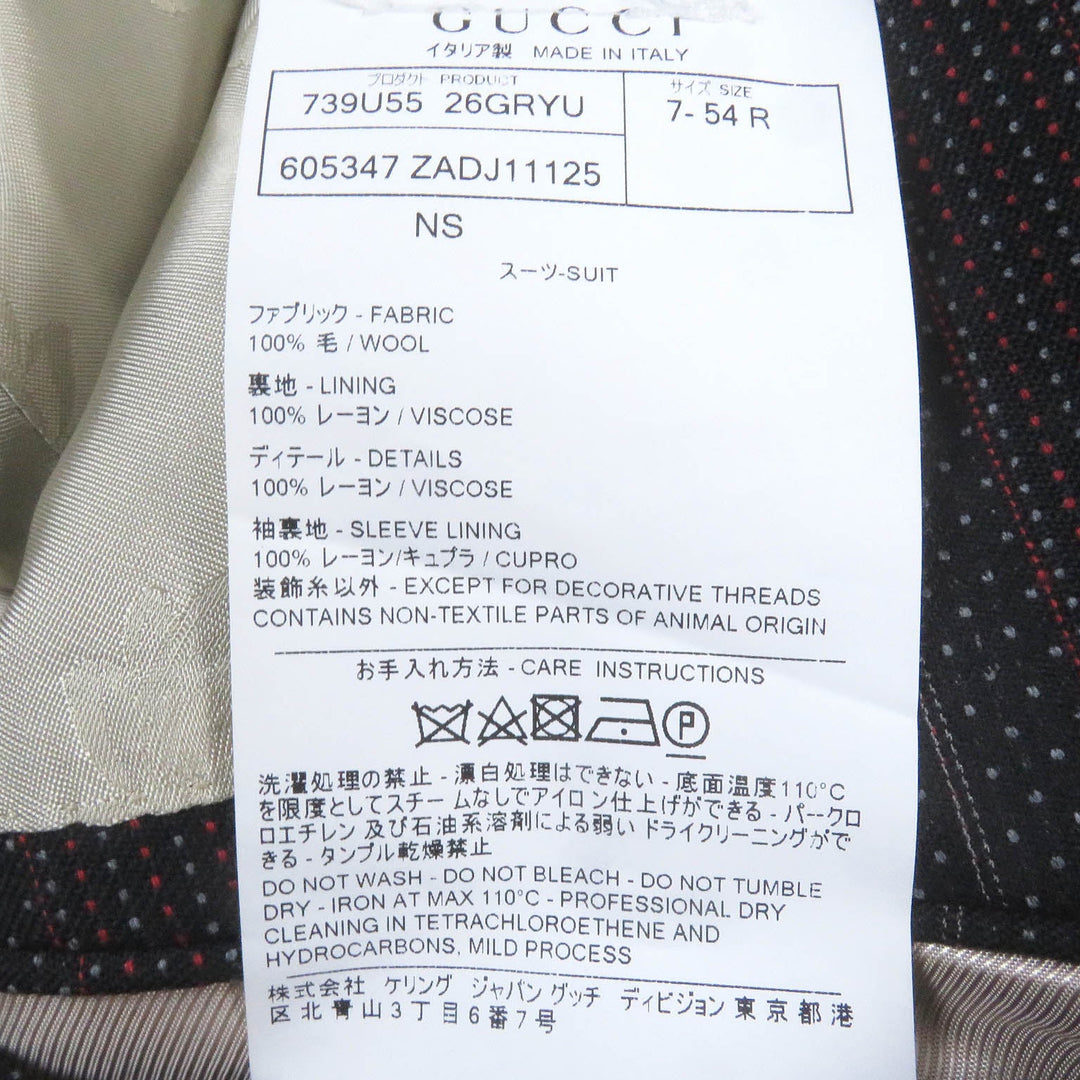 GUCCI suit 605347 Outer: 100% wool, Lining: 100% rayon black mens 54 Used Authentic