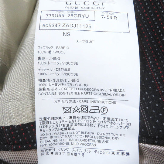 GUCCI suit 605347 Outer: 100% wool, Lining: 100% rayon black mens 54 Used Authentic