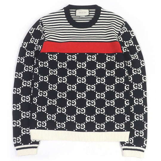GUCCI sweater 496458 Main: 100% cotton black mens M Used Authentic