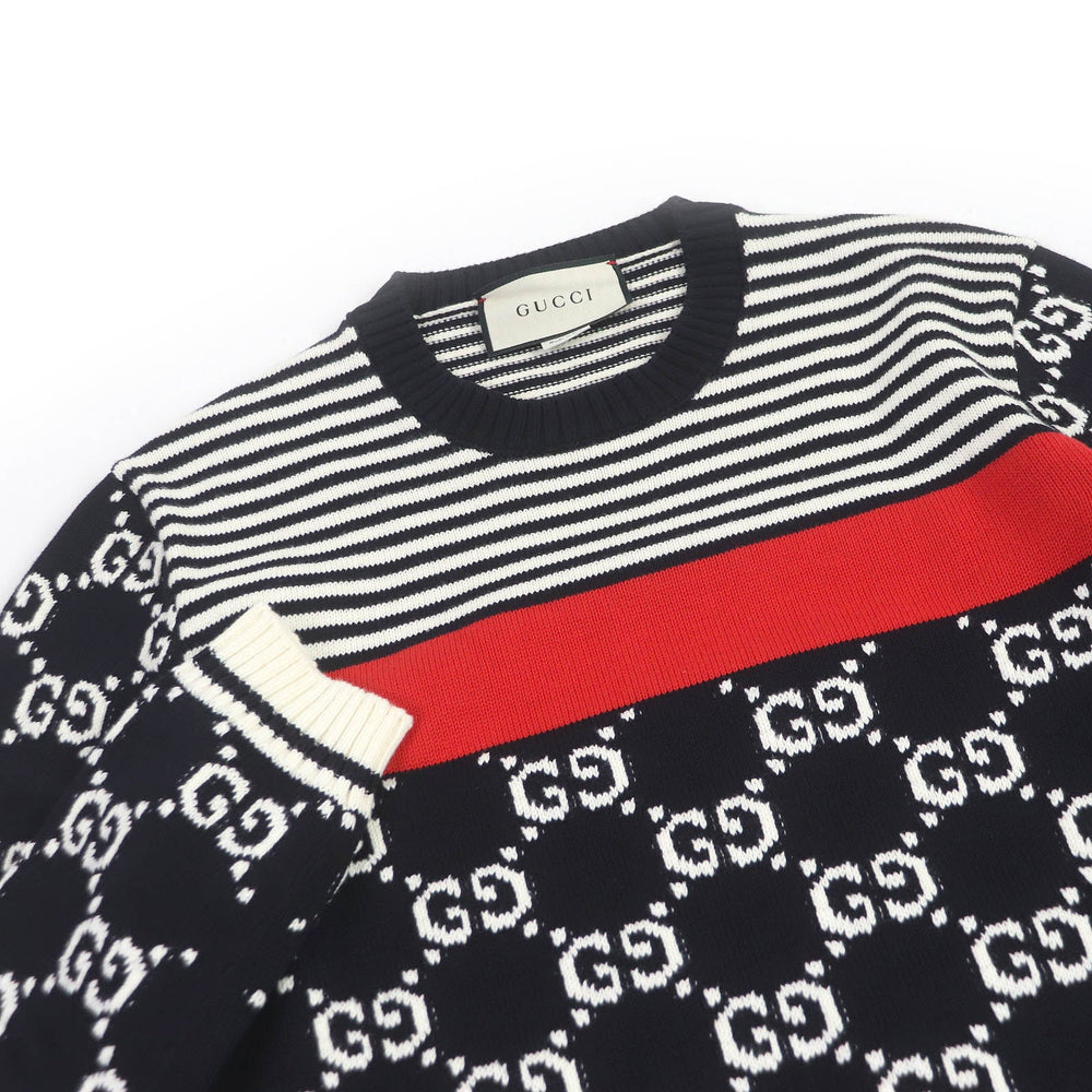 GUCCI sweater 496458 Main: 100% cotton black mens M Used Authentic