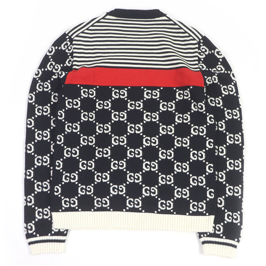 GUCCI sweater 496458 Main: 100% cotton black mens M Used Authentic