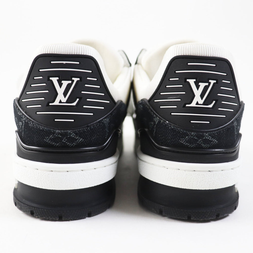 LOUIS VUITTON sneakers 1AC2A9 Denim, Leather White black LV Trainer Line Women 36 1/2 Used Authentic