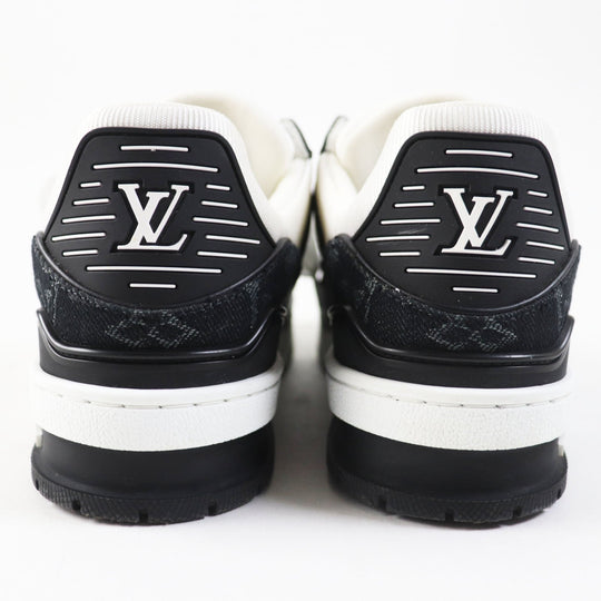 LOUIS VUITTON sneakers 1AC2A9 Denim, Leather White black LV Trainer Line Women 36 1/2 Used Authentic