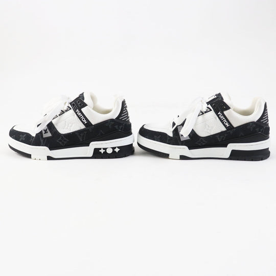 LOUIS VUITTON sneakers 1AC2A9 Denim, Leather White black LV Trainer Line Women 36 1/2 Used Authentic