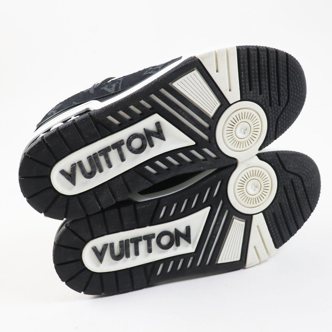 LOUIS VUITTON sneakers 1AC2A9 Denim, Leather White black LV Trainer Line Women 36 1/2 Used Authentic