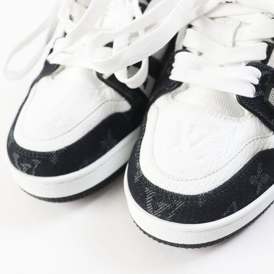 LOUIS VUITTON sneakers 1AC2A9 Denim, Leather White black LV Trainer Line Women 36 1/2 Used Authentic
