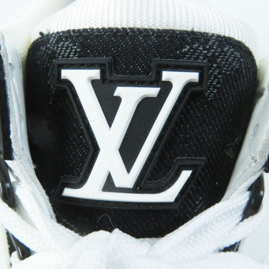 LOUIS VUITTON sneakers 1AC2A9 Denim, Leather White black LV Trainer Line Women 36 1/2 Used Authentic
