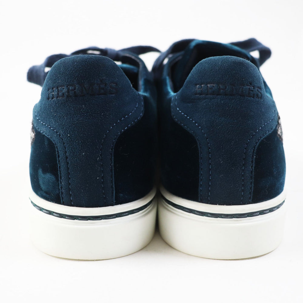 HERMES Low cut sneakers Main: Velvet, Part: Suede leather Emerald green Women 37 Used Authentic