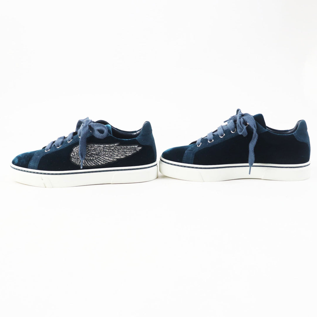 HERMES Low cut sneakers Main: Velvet, Part: Suede leather Emerald green Women 37 Used Authentic