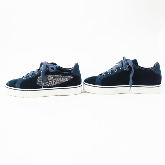 HERMES Low cut sneakers Main: Velvet, Part: Suede leather Emerald green Women 37 Used Authentic
