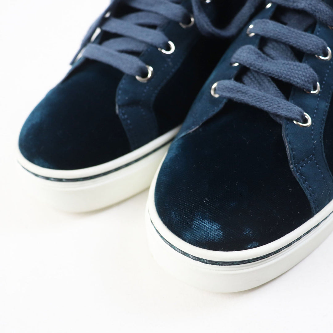 HERMES Low cut sneakers Main: Velvet, Part: Suede leather Emerald green Women 37 Used Authentic