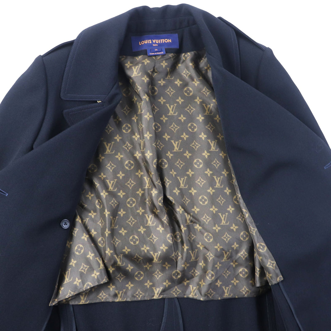 LOUIS VUITTON coat Outer: 98% wool, Outer: 1% rayon, Outer: 1% polyester, Lining: 81% silk, Lining: 19% cotton black Women 36 Used Authentic
