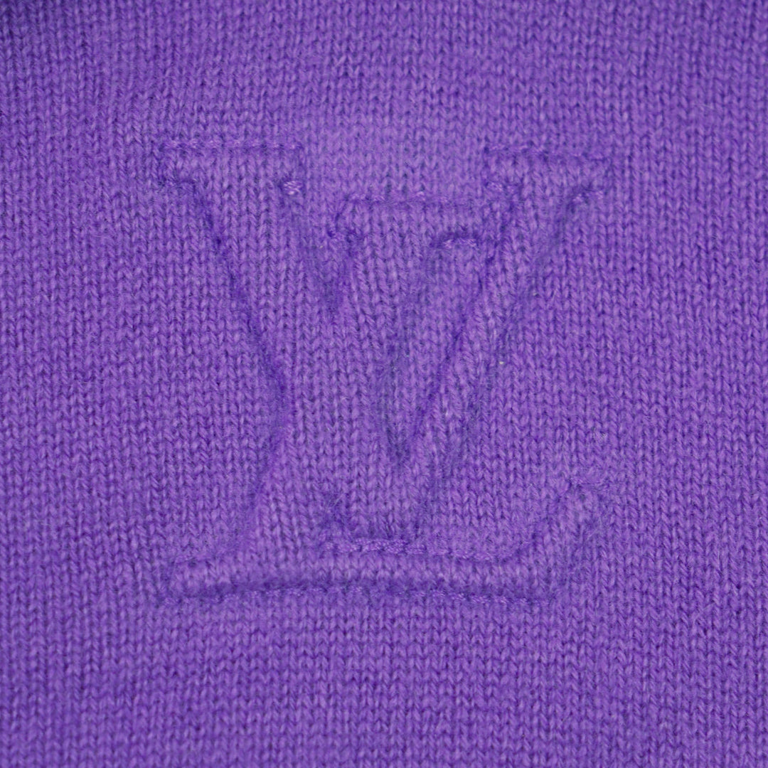 LOUIS VUITTON Hoodie Main: 98% cashmere, Main: 1% silk, Main: 1% nylon purple LV embossed mens S Used Authentic