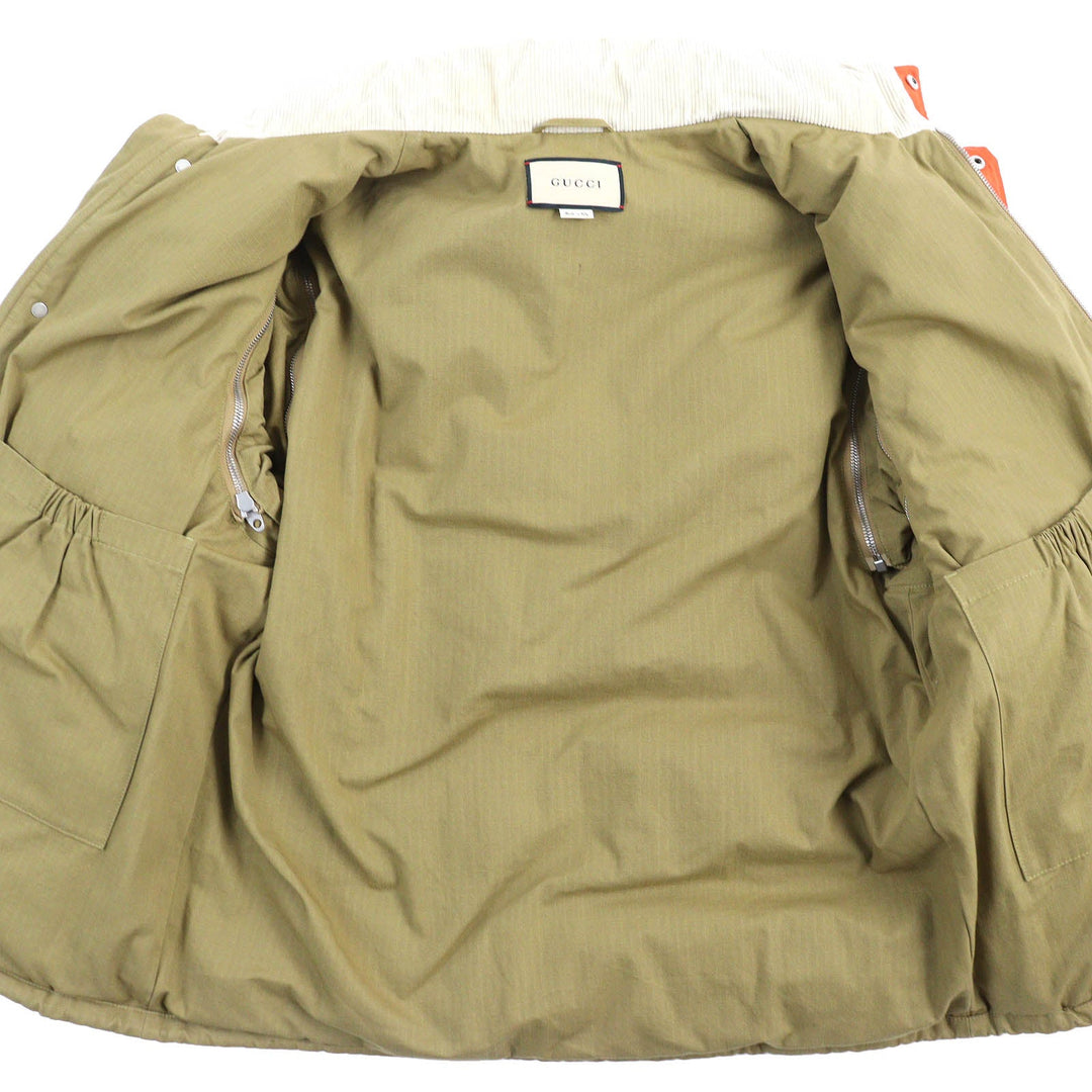 GUCCI Down vest 641311 Outer: 70% cotton, Outer: 30% nylon, Part: 100% cotton, Part: 39% polyester, Part: 31% wool, Filling: 100% polyester Camel Orange mens 46 Used Authentic