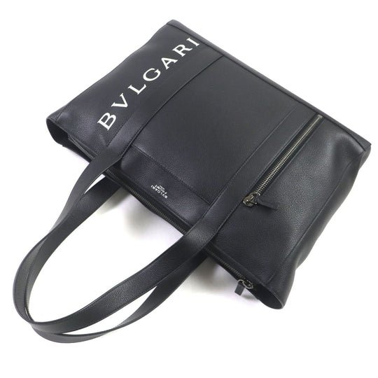 BVLGARI Tote Bag 290777 Main: Leather black mens Used Authentic