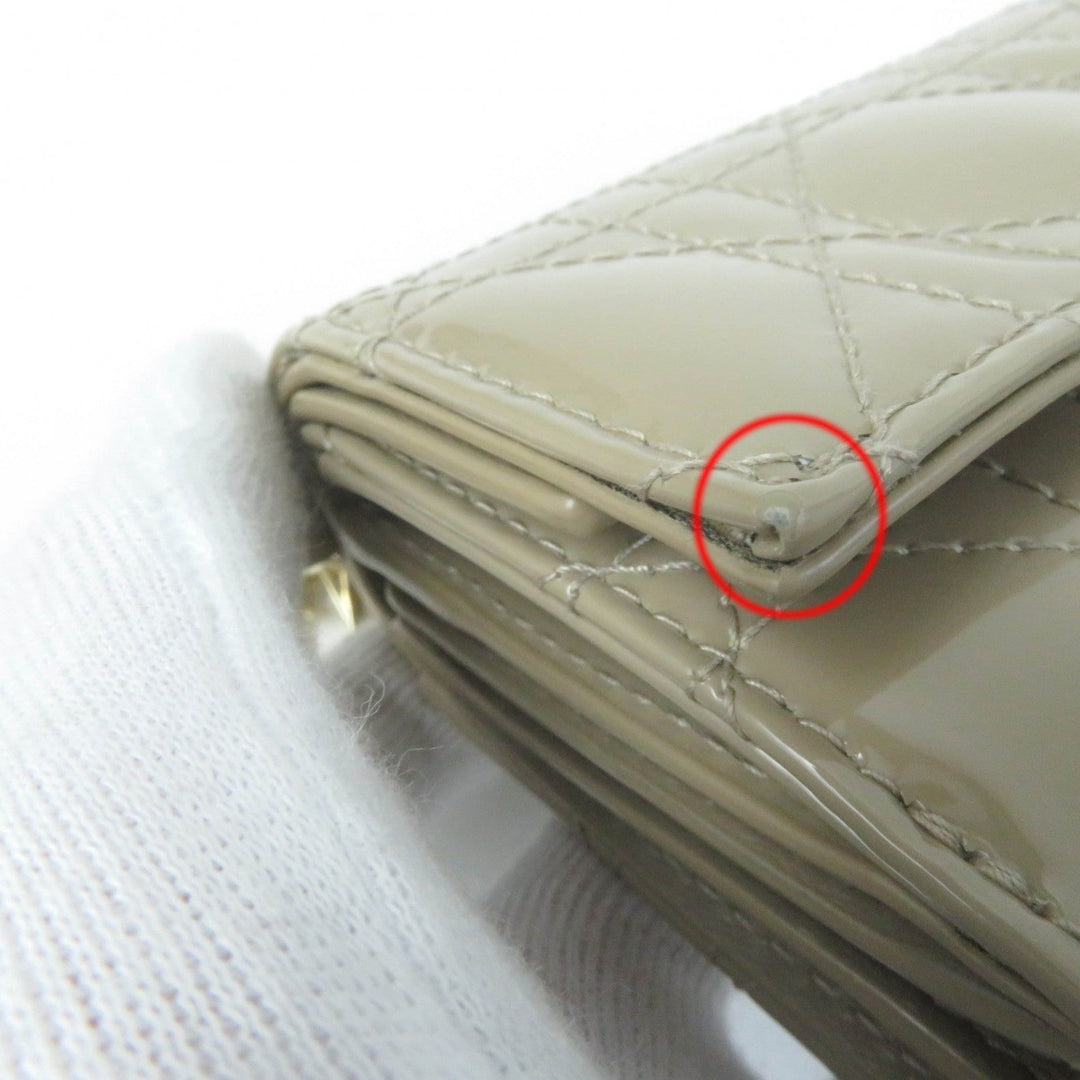 Christian Dior Tri-fold wallet S0181OVRB Main: Patent leather beige Lady Dior Lotus Wallet Women Used Authentic
