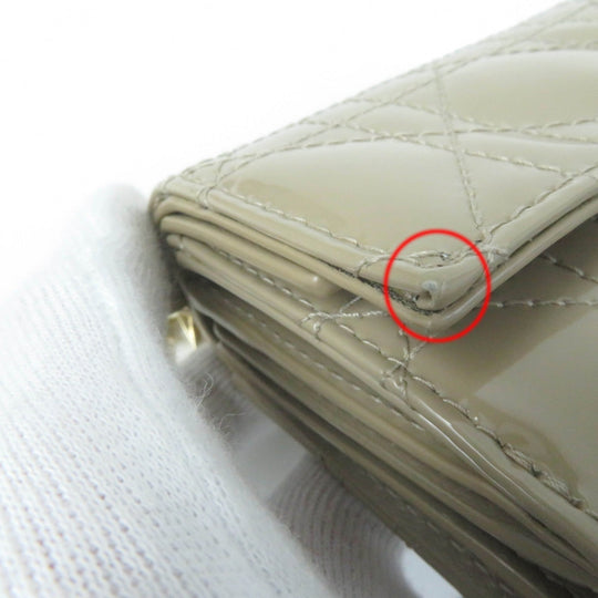 Christian Dior Tri-fold wallet S0181OVRB Main: Patent leather beige Lady Dior Lotus Wallet Women Used Authentic