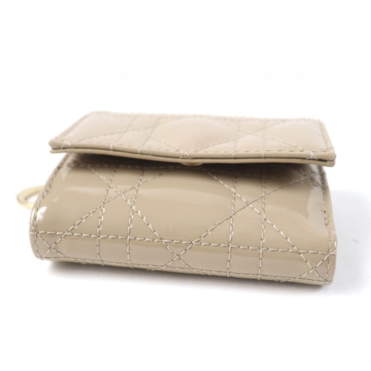 Christian Dior Tri-fold wallet S0181OVRB Main: Patent leather beige Lady Dior Lotus Wallet Women Used Authentic