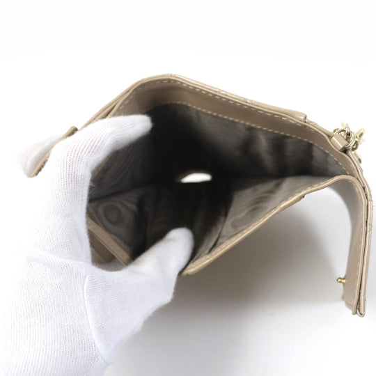 Christian Dior Tri-fold wallet S0181OVRB Main: Patent leather beige Lady Dior Lotus Wallet Women Used Authentic