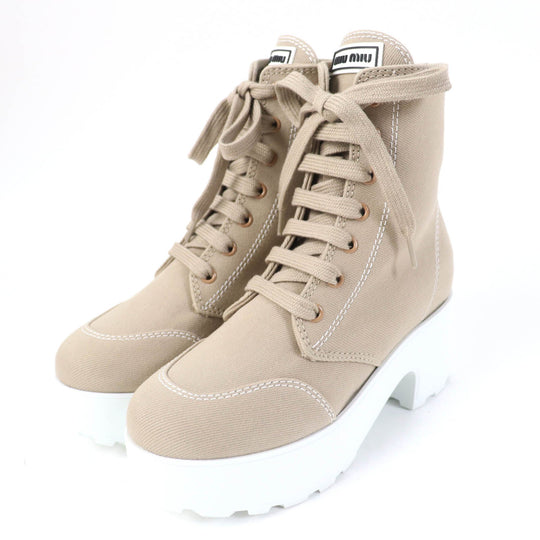 MIUMIU short boots Main: Canvas beige Women 35 Used Authentic