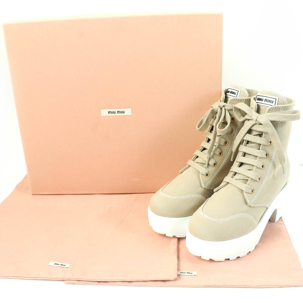 MIUMIU short boots Main: Canvas beige Women 35 Used Authentic