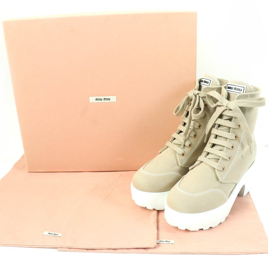 MIUMIU short boots Main: Canvas beige Women 35 Used Authentic