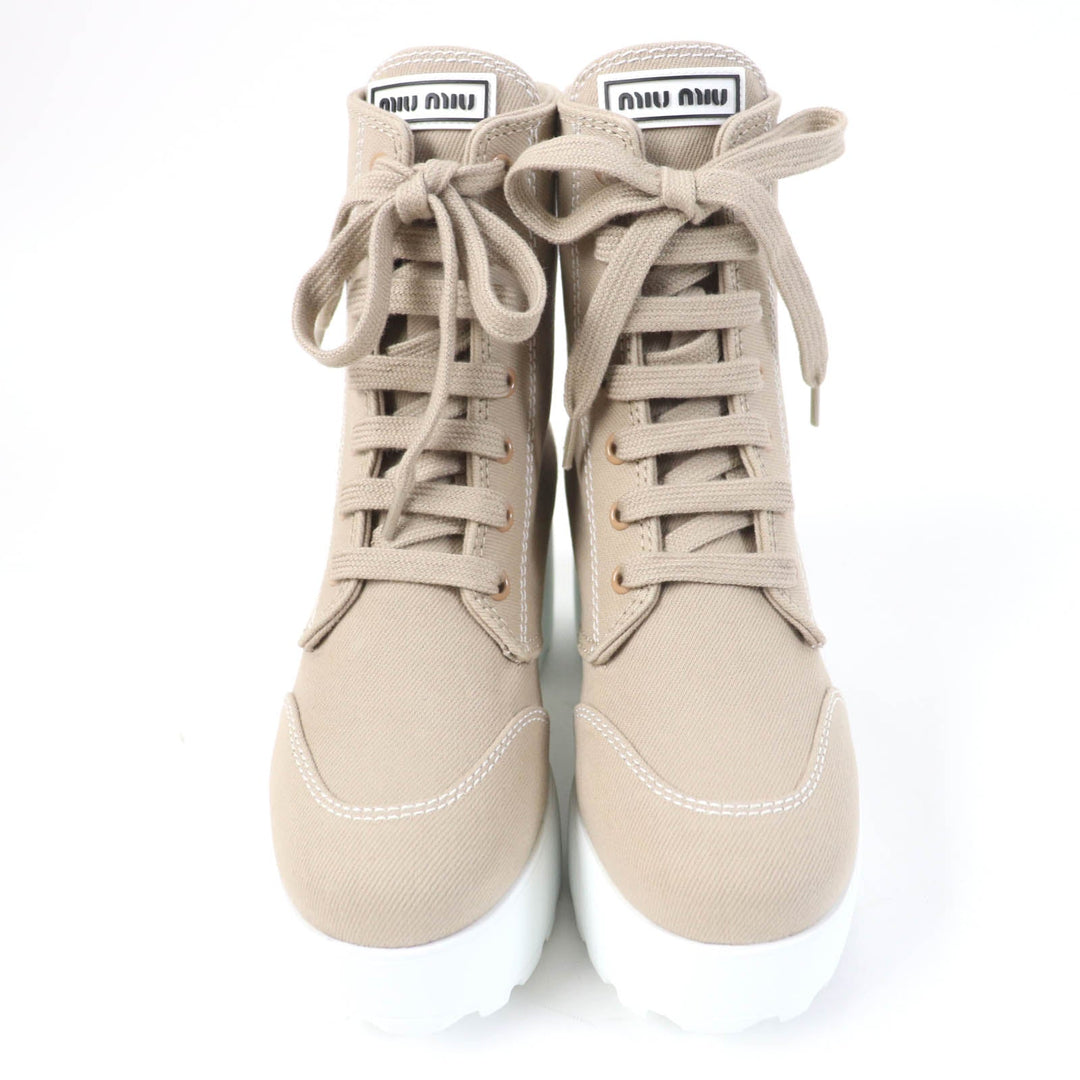 MIUMIU short boots Main: Canvas beige Women 35 Used Authentic