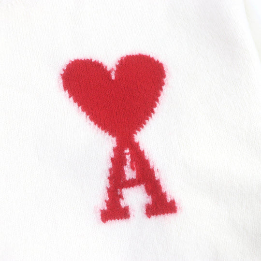 AMI PARIS sweater BFUKS402 wool white mens L Used Authentic