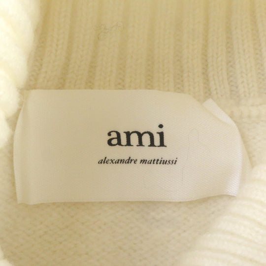 AMI PARIS sweater BFUKS402 wool white mens L Used Authentic
