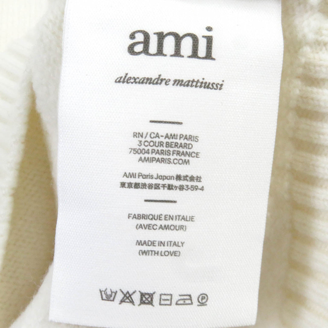 AMI PARIS sweater BFUKS402 wool white mens L Used Authentic