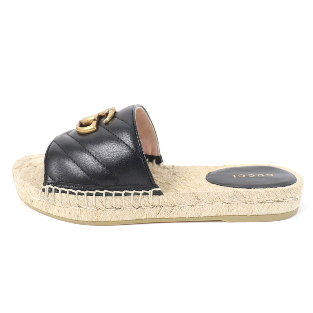GUCCI Sandals 573028 Main: Leather black Women 34 1/2 Used Authentic