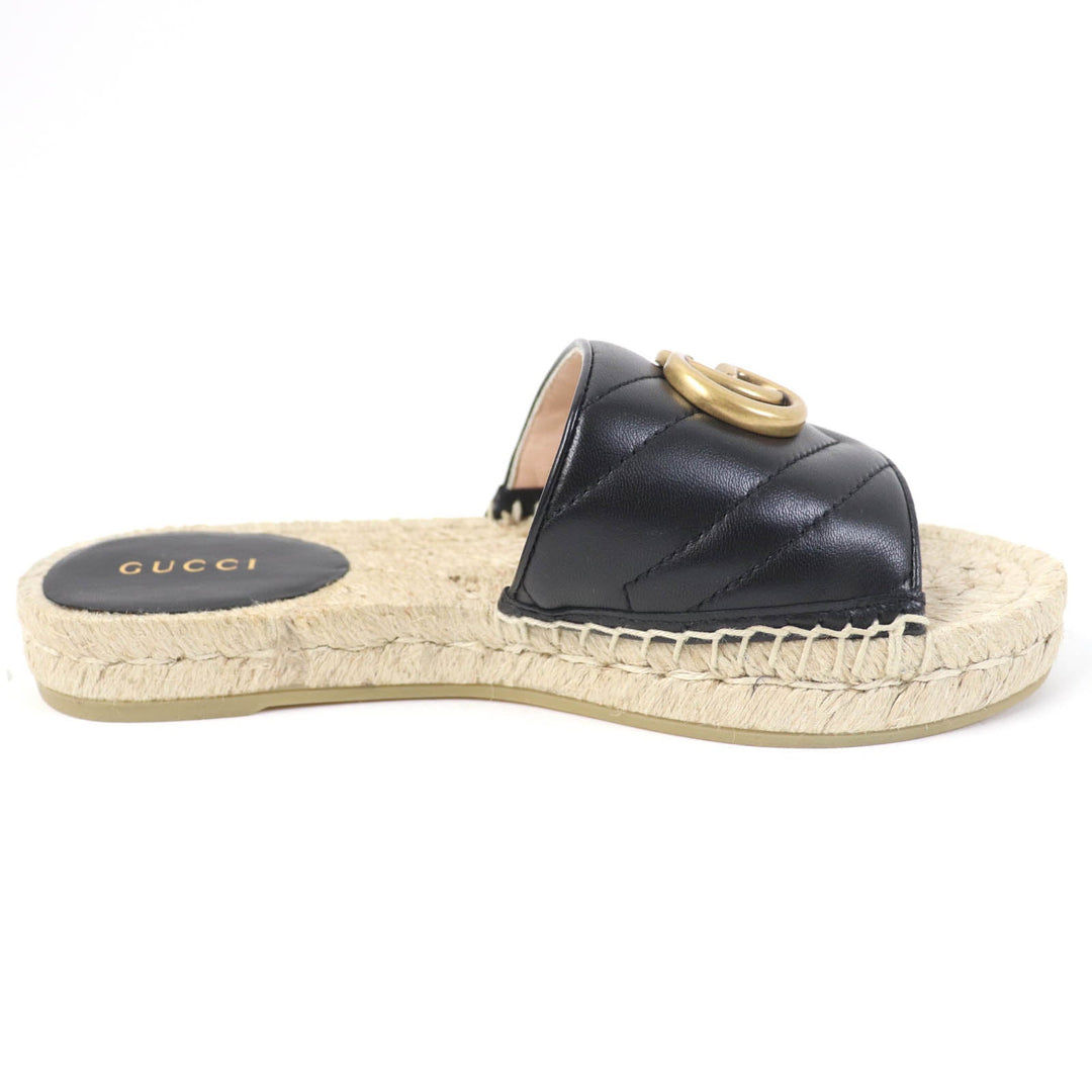 GUCCI Sandals 573028 Main: Leather black Women 34 1/2 Used Authentic