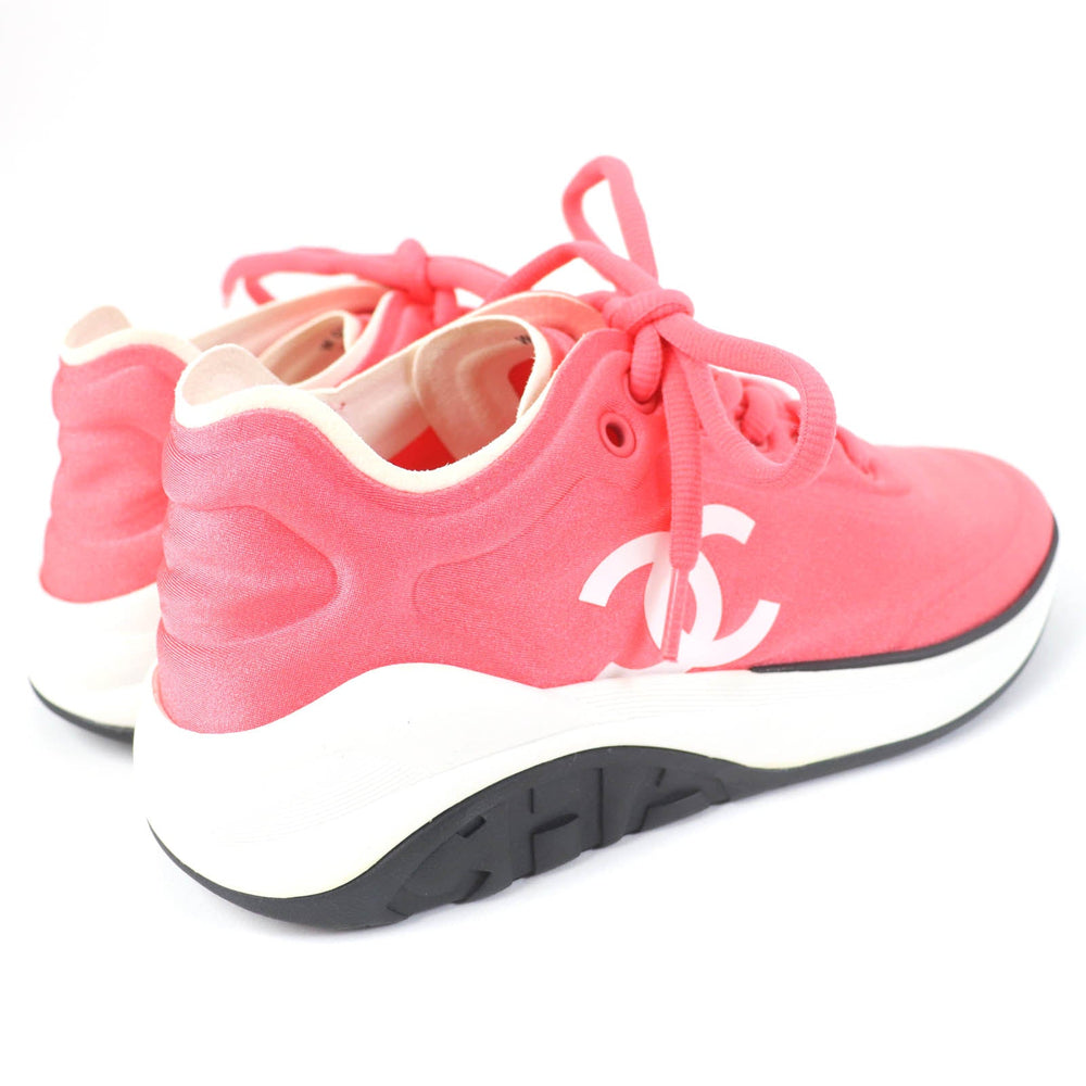 CHANEL Low cut sneakers G34763 fabric Pink white COCO Mark Women 35 Used Authentic