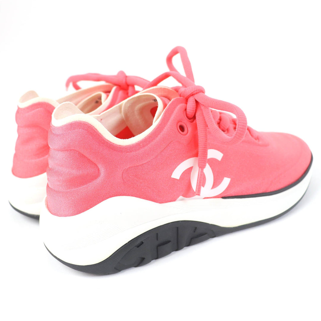 CHANEL Low cut sneakers G34763 fabric Pink white COCO Mark Women 35 Used Authentic
