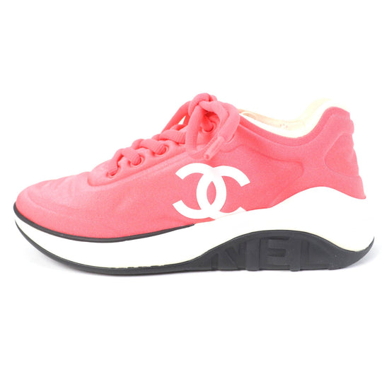 CHANEL Low cut sneakers G34763 fabric Pink white COCO Mark Women 35 Used Authentic
