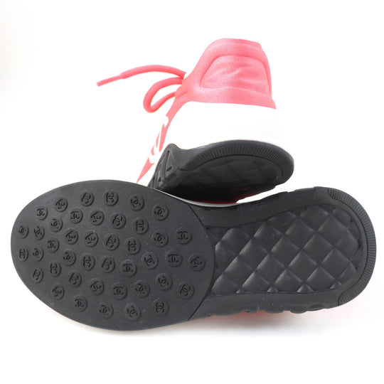 CHANEL Low cut sneakers G34763 fabric Pink white COCO Mark Women 35 Used Authentic