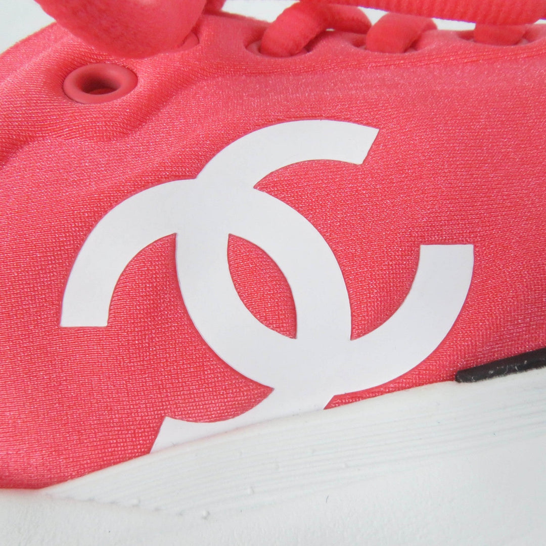 CHANEL Low cut sneakers G34763 fabric Pink white COCO Mark Women 35 Used Authentic