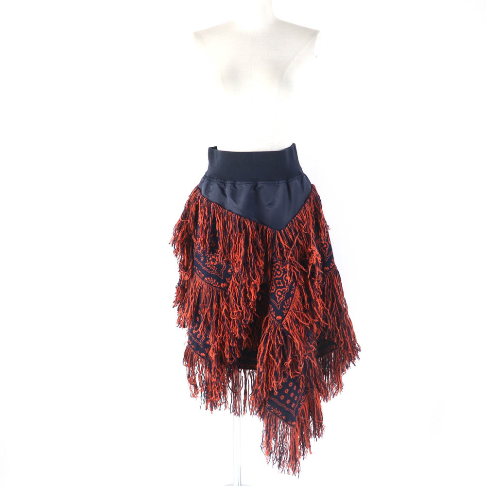 Sacai skirt 18-03930 Main: 100% wool, some: 100% nylon, some: 50% cotton, some: 50% polyester Navy orange Women 1 Used Authentic