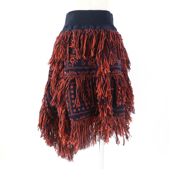 Sacai skirt 18-03930 Main: 100% wool, some: 100% nylon, some: 50% cotton, some: 50% polyester Navy orange Women 1 Used Authentic