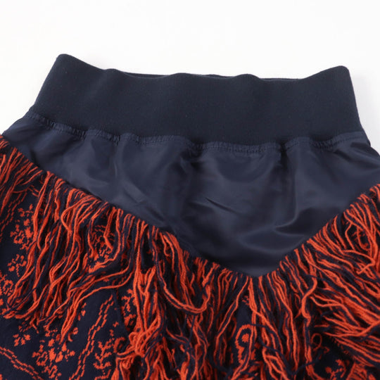 Sacai skirt 18-03930 Main: 100% wool, some: 100% nylon, some: 50% cotton, some: 50% polyester Navy orange Women 1 Used Authentic
